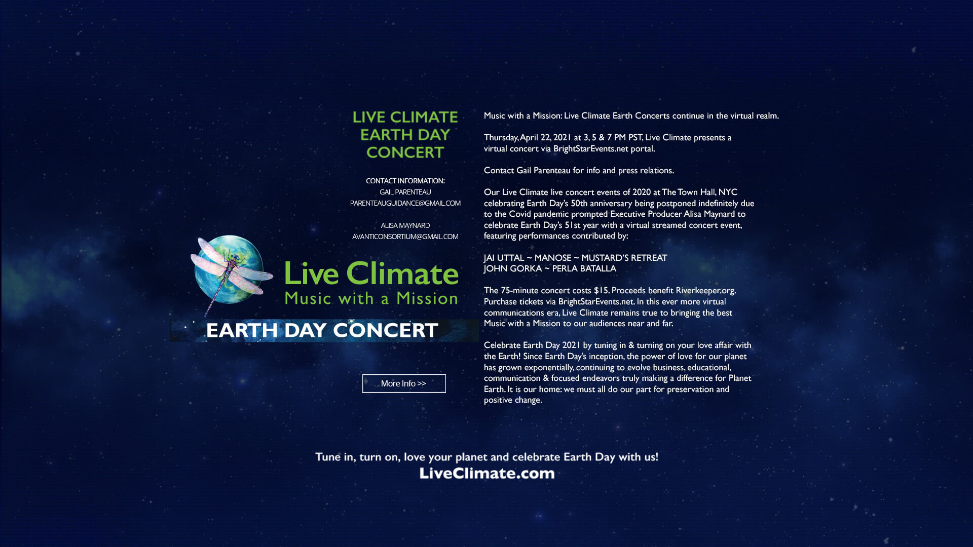 Live Climate Earth Concerts Concerts for Climate Change